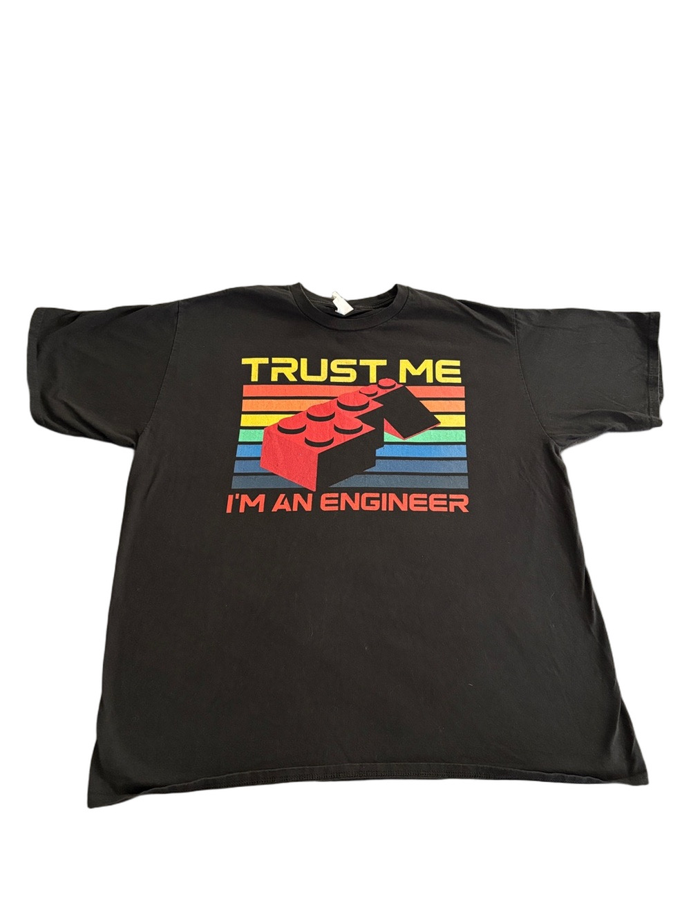 Trust Me I’m An Engineer LEGO Brick Funny Graphic Tee Black 2XL